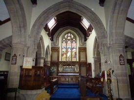 The aisle in St Cuthbert's Church.
