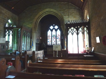 The interior of Falstone Church.
