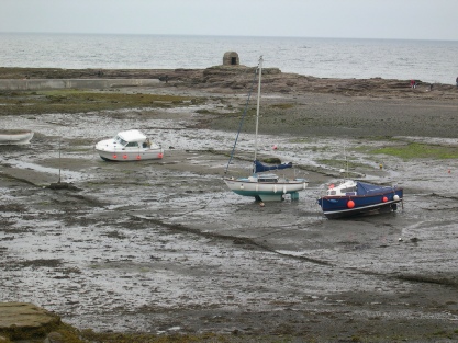 The tide is out at Seahouses.