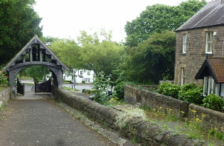 Pathway and lych gate at Newburn Church. 