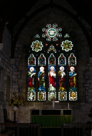 Stained glass window in Whittingham Church. 