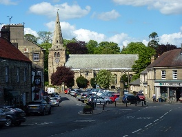 View of the church in Warkworth. 
